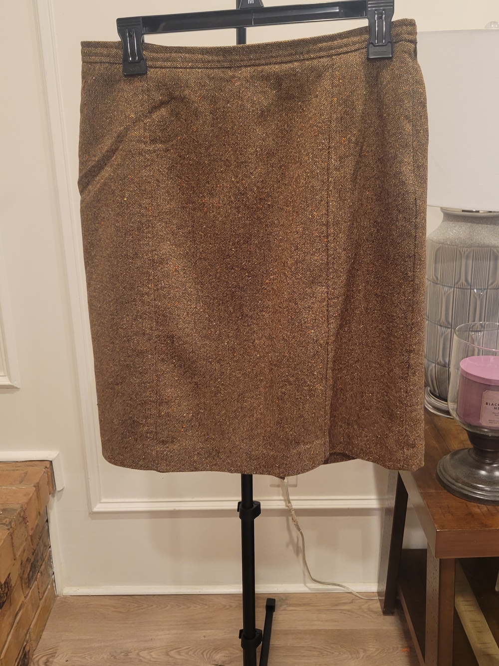 Vintage The Limited Brown Wool Tweed Pencil Skirt with Subtle Flecks